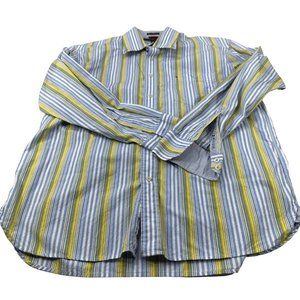 Tommy Hilfiger Men's Size Large Long Sleeve Shirt Dress Blue Striped Preowned